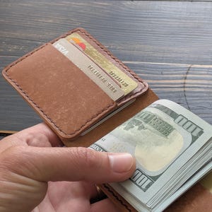 Porta carte di credito in pelle, In pelle naturale, Portafoglio con fermasoldi, Portafoglio in pelle con fermasoldi, Portafoglio in pelle, Portafoglio da uomo, Portafoglio minimalista.