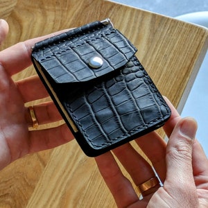 Billetera de cuero hecha a mano con pinza para billetes. Pinza para billetes personalizada. Pinza magnética para billetes. Bolsillo frontal. Billetera de cuero para hombre. Billetera fina.