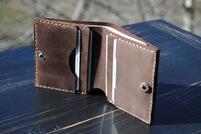 Cartera de piel vintage, tarjetero de piel, Cartera de piel, Cartera de piel mujer, Cartera de piel hombre, Monedero mujer, Regalo personalizado imagen 3
