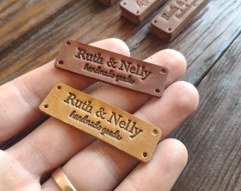 Personalized leather labels, Leather tags , Custom Labels, Knitting leather Labels, Knitting Tags, Labels in leather, Custom leather Labels.