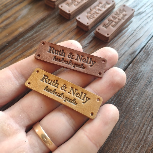 Personalized leather labels, Leather tags , Custom Labels, Knitting leather Labels, Knitting Tags, Labels in leather, Custom leather Labels.