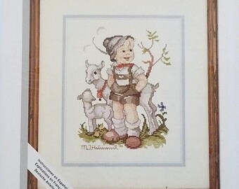 The Little Goat Herder, 8x10" Hummel cross stitch kit - Needle Treasures 2678