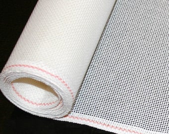 UITVERKOOP Wit 18-mesh mono deluxe borduurcanvas, 5 1/2" x 40", oranje lijn van Zweigart