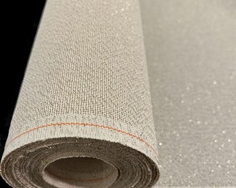 EGGSHELL GOLD, sparkly Mono Deluxe Needlepoint Canvas, 18 mesh, 1 yard, Orange Line by Zweigart
