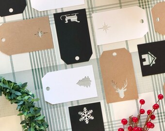 Paper cut holiday gift tags | Christmas gift tags | Set of 12