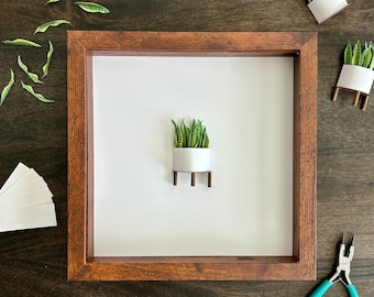 Framed Paper Snake Plant Wall Art | Paper Houseplant | Snake Plant | Plant Lover | Framed Wall Art | Mini Paper Plant | Paper Cut Plant