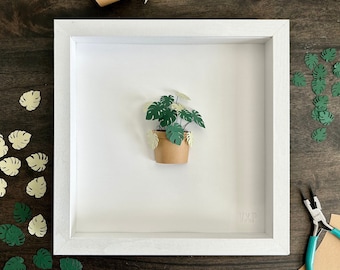 Framed Paper Monstera Deliciosa Plant Wall Art | Paper Houseplant | Monstera Deliciosa | Plant Lover | Mini Paper Plant | Paper Cut Plant
