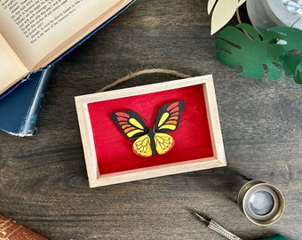 Papercut Red Butterfly | Entomology Art | Paper sculpture | Framed Art | Paper Cut Insect | Entomology Without Death | Artificial Insect