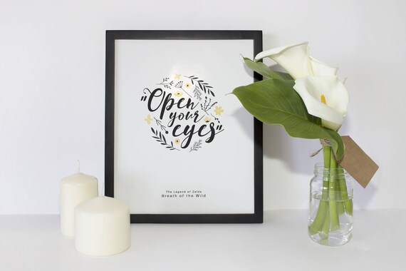 Legend Of Zelda Open Your Eyes Floral Poster Digital Etsy