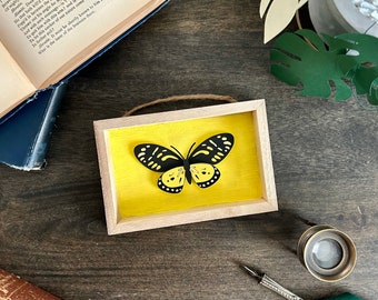 Papercut Yellow Butterfly | Entomology Art | Paper sculpture | Framed Art | Paper Cut Insect | Entomology Without Death | Artificial Insect