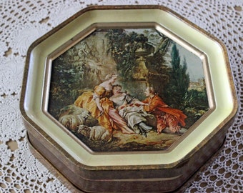 Sunshine Biscuits Octagon Tin 2 Sided Tray Tin Francoise Boucher Paintings