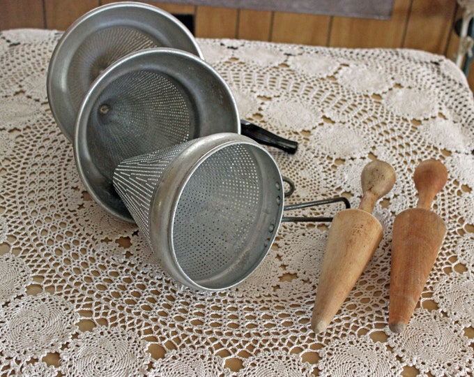 Vintage Canning Sieves Strainers and Pestles Set Includes 3 Etsy