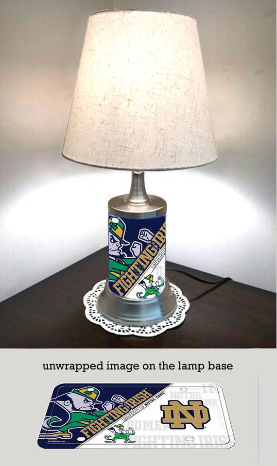 Table Lamp with shade Notre Dame Fighting Irish plate rolled Etsy
