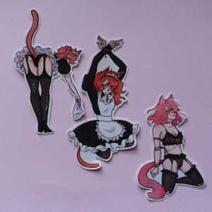 Shibari Cat Girl Maid Sticker Pack ~ Mature