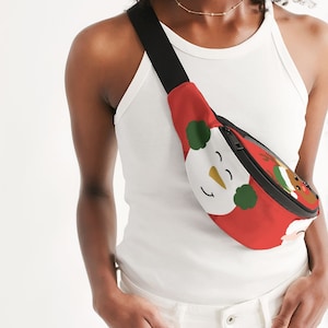Christmas Fanny Pack Holiday Crossbody Waist Bag Snowman bag Santa fanny pack, Rudolf Reindeer belt bag fashion Belt Bags