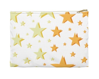 Yellow and Orange Stars Accessory Pouch w T-bottom for makeup or storage