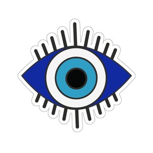 50 Autocollants Evil Eye (mauvais œil) - Bleu, Imperméables En PVC - Taille 6-8 Cm - Pour Décoration Bricolage, Ordinateur, Bouteille, Skate