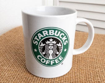 Starbuck’s Coffee Collectible Mug, Double Sided Logo, White, 2008