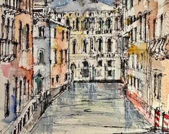 ORIGINAL 7.5x11” • Rio de Noale, Venice Italy • Original Watercolor Painting