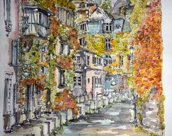 ORIGINAL 18x24” • L’ Automne de Paris’ • Original Watercolor Painting