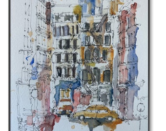ORIGINAL 9x12”•SOHO Street in New York City •Watercolor Painting