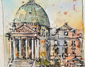 ORIGINAL 5.5x6.5”• Venetian Renaissance • Watercolor Painting