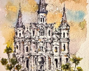 ORIGINAL 5.5x7.5”• Saint Louis Cathedral • Watercolor Painting
