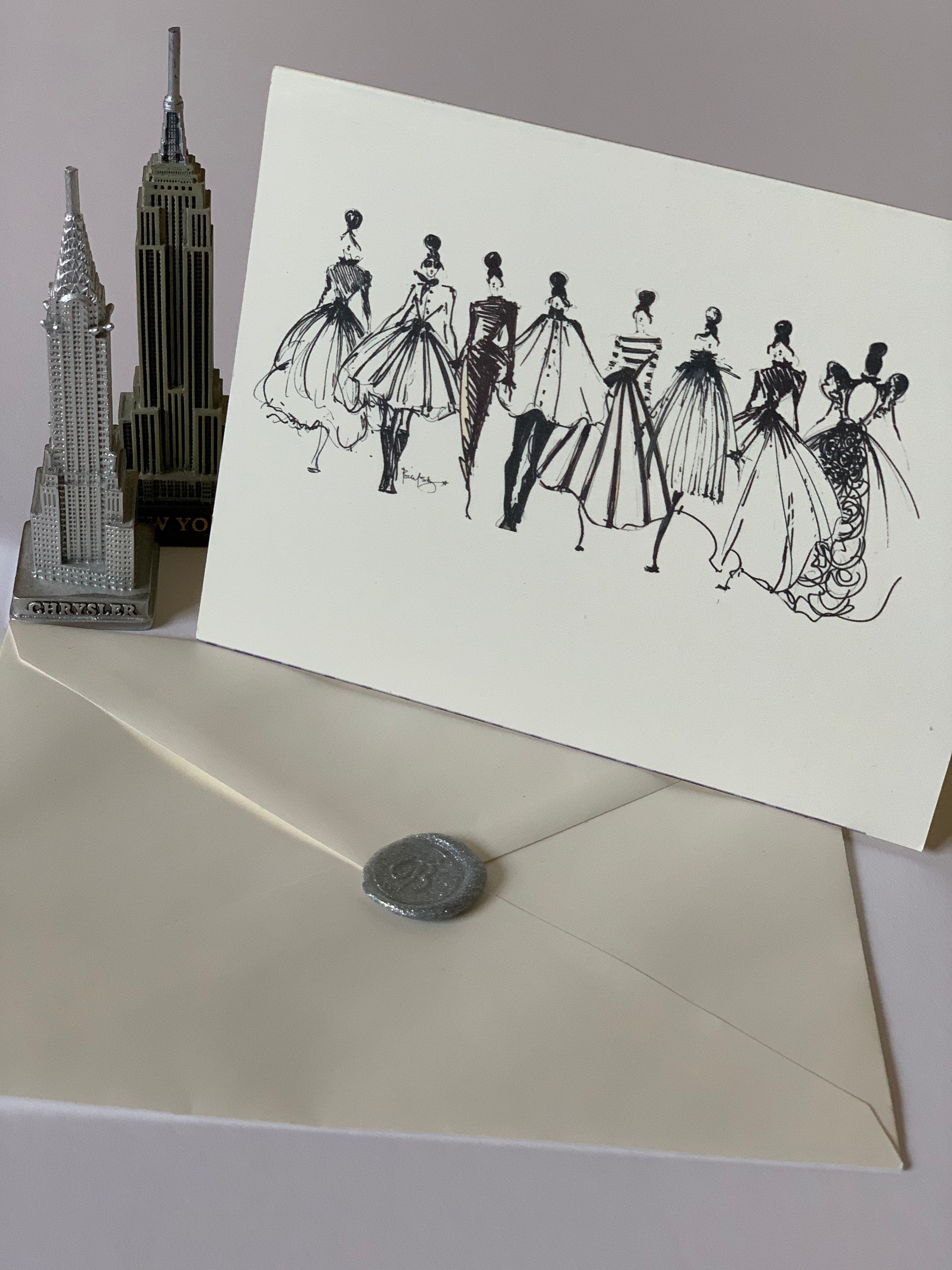 Black and White Fashion Sketch Print: Casual Gala Dresses - Etsy