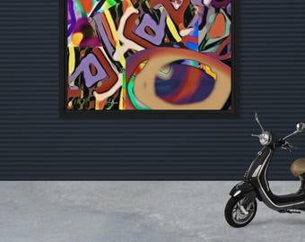 Graffiti Abstract Canvas Print: Edgy Collage Wall Art (12"Wx9"H)(24”Wx18”H)