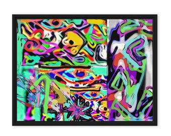 Graffiti Canvas Print: Edgy Colorful Abstract Wall Art, Framed Collage Decor