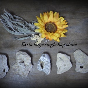 EXTRA large hag stones, one of five. natural hag stone, odin stone, adder stone. Beach stone, holey stone, shaman stone, protection stone.