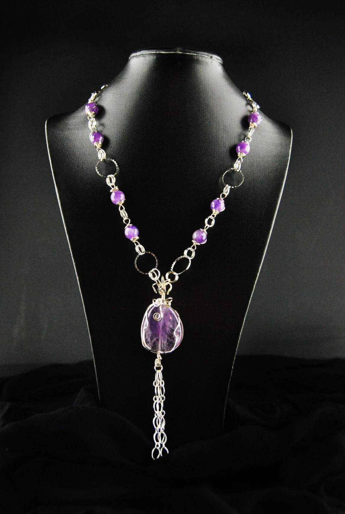 Silver Necklace with Gemstones Etsy