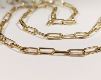 Paper Clip Chain Necklace in Gold Plate Minimalist Women's Chain Necklace