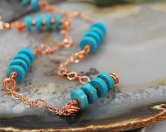 Copper and Turquoise Necklace| Handmade Statement Necklace