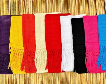 Mexican Rebozo 2.4 meters / 95 inches (including fringes) Traditional Mexican Rebozo Varied Colors / Frayed Model