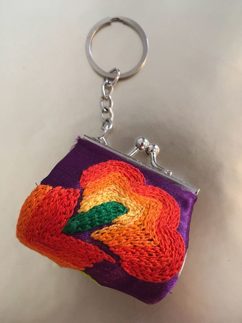 Super sale ~ Purse ~ key ring ~ hand embroidered ~ Istmo of Tehuantepec