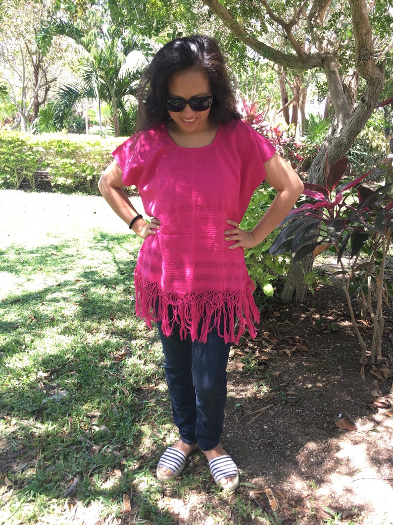 Tradicional Mexican ~ fucsia ~ Blouse of Loom