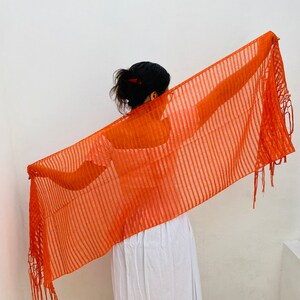 Mexican Rebozo Mexicano 100% cotton /70 inches including fringes X 20 inches/ 177 cm including fringes X 50 cm Naranja