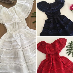 Off Shoulder Mexican Dress - Peasant Mexican Dress For Girl - Peasant Mexican Dress for Girl - 1 year old to 8 years old