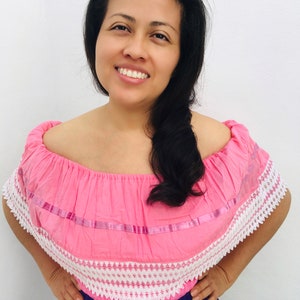 Off Shoulder Mexican Blouse / several Colors Pink