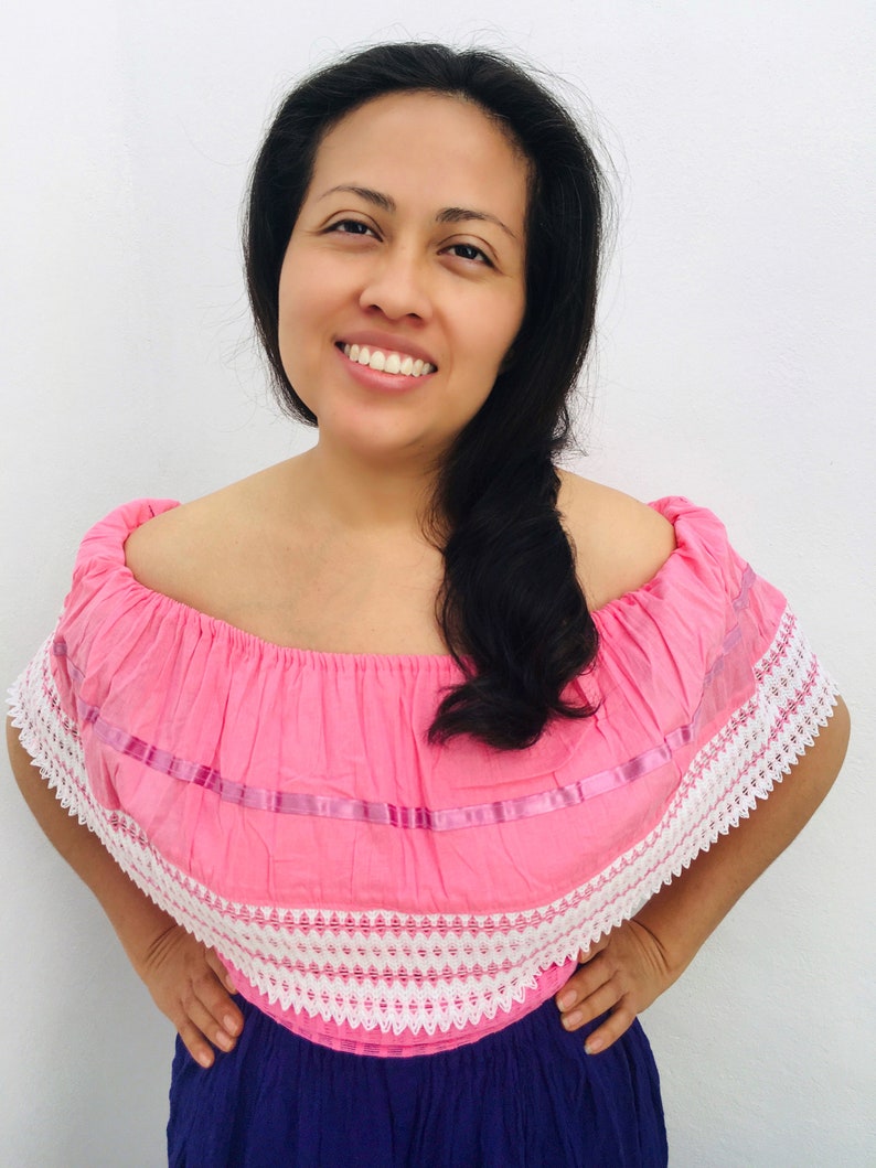 Off Shoulder Mexican Blouse / several Colors Pink