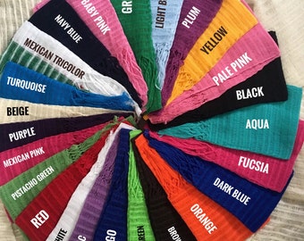 Mini Mexican Rebozo 100% cotton Mexican Rebozo Shawl Scarf Shawl Foulard Scarf 11” X 51” (including fringes) / 130 cm X 30 cm