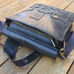 Steampunk schoudertas, Steampunk messenger bag, tassen voor mannen, leren tas Mac Air 11, Pro 13, mannen schouder lederen Crossbody 045 afbeelding 6