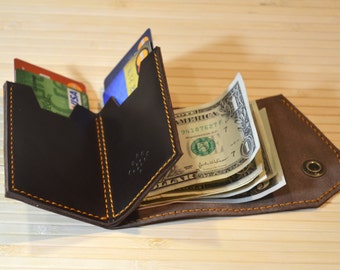 Minimalist Personalized Leather Wallet, Ultra Slim Leather Wallet, Slim Groomsmen Leather Wallet, Leather Billfold, Best Gift Pouch (071)