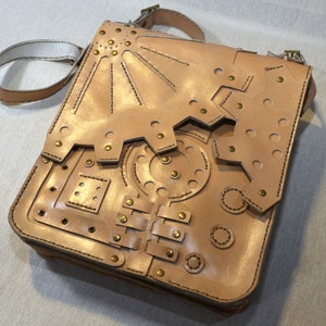 Steampunk schoudertas, Steampunk messenger bag, tassen voor mannen, leren tas Mac Air 11, Pro 13, mannen schouder lederen Crossbody 045 afbeelding 9