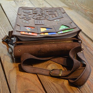 Steampunk schoudertas, Steampunk messenger bag, tassen voor mannen, leren tas Mac Air 11, Pro 13, mannen schouder lederen Crossbody 045 afbeelding 3