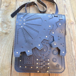 Steampunk schoudertas, Steampunk messenger bag, tassen voor mannen, leren tas Mac Air 11, Pro 13, mannen schouder lederen Crossbody 045 afbeelding 5