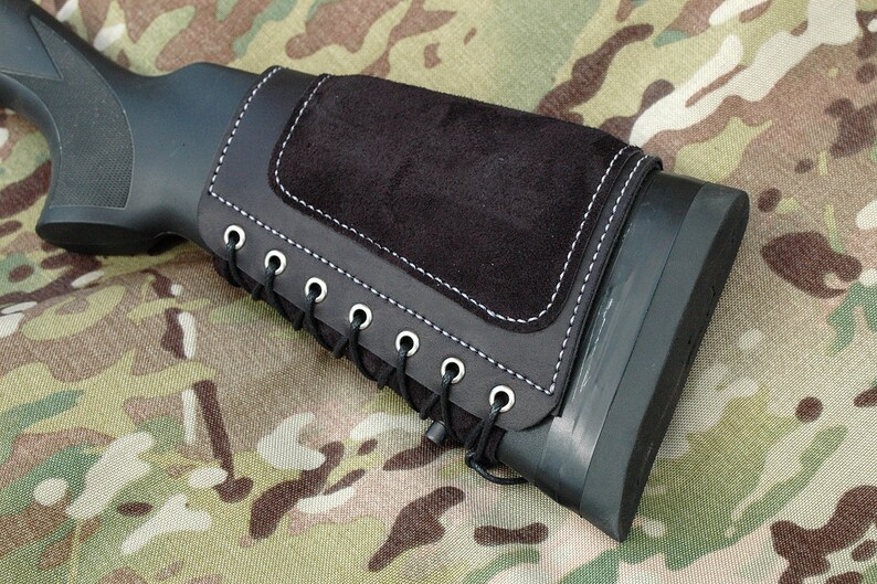 Padded Leather SET Rifle buttstock cartridge holder and Rifle image 3