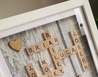 Scrabble pictures  scrabble frame  personalised wall art  family gifts scrabble picture frame
