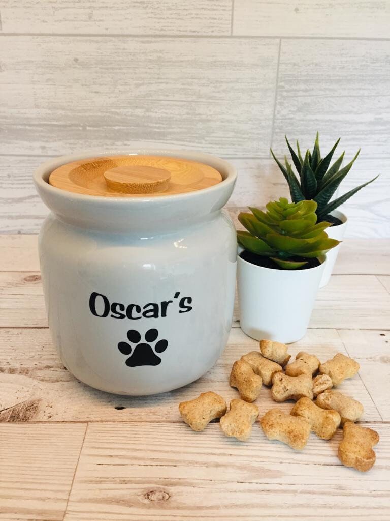Personalised ceramic dog biscuit jar cookie jar kitchen Etsy